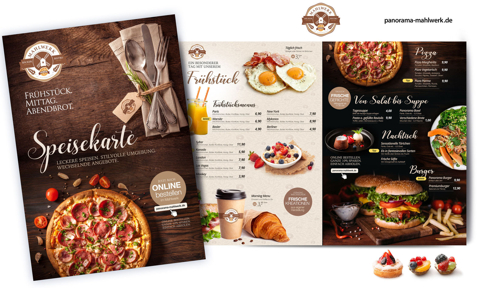 Mahlwerk Restaurant Speisekarte und Menuekarten Design – Gastronomie Grafikdesign von Werbeagentur Berlin digitalgrafik24