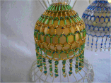 Hand Stitched Beaded Crystal Green and Gold Ornament Cover