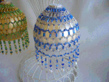 Blue and Silver Net Design Hand Stitched Beaded Crystal Ornament Cover