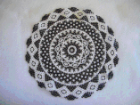 Hand Stitched Black and White Lace Design Beaded Doily