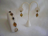 Black and Gold Tiger Stripe Beaded Necklace and Earring Set