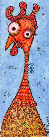 Exponattitel: Tierisch Nr. 6 / Bucheinmerker - Exponatgröße: 7,5 x 21 - Art: Tusche- und Aquarellmalerei - Signatur: datiert, signiert - Copyright by Emil Pelz 2018