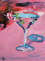 Een cocktailglas, geschilderd door een moeder en dochter tijdens hun creatieve schilder workshop in Breda.