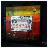 Table canvas frame painting license plate head eagle florida cache screw Harley Davidson mechanical motorcycle steampunk flower clock watch vintage element art artist watch