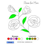 online kleuren : bloem + blad (eenvoudig)