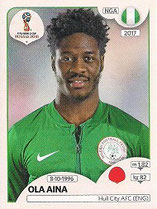 CROMO DE FÚTBOL - MUNDIAL DE RUSIA - 2.018 (PANINI) SELECCIÓN DE NIGERIA - OLA AINA - Nº 340 (NUEVO) 0,40€.