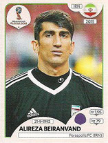 CROMO DE FÚTBOL - MUNDIAL DE RUSIA - 2.018 (PANINI) SELECCIÓN DE IRÁN - ALIREZA BEIRANVAND - Nº 174 (NUEVO) 0,40€.