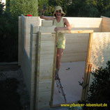 Garten Sauna selbst gebaut Blockhaus Holz Gartensauna Aufbau