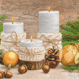 Servilletas decoradas para decoupage con velas navideñas