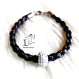 Pferdehaararmband-rund geflochten Zirkonia Perle-Edelstahl