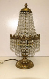 Tischlampe Bronze Messing Kristall Lüster, 3-Flammig H. 45,0 cm D. 21,0 cm, € 580,00