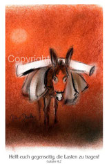 christliche Karten, Esel, Pastell orange
