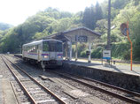 備後落合駅に到着した芸備線の列車