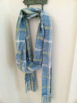 Hand woven spring plaid scarf to wear with a crisp white blouse.