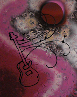 Gitarre auf rot/rosa Hintergrund,40x50