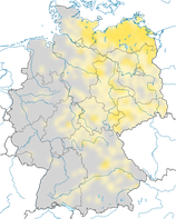 Karte zur Verbreitung des Schlagschwirls (Locustella fluviatilis) in Deutschland.