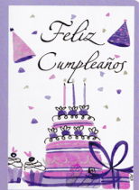 53 FELIZ CUMPLEAÑOS PASTEL MORADO