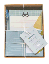 Briefpapier-Set Motiv Superheld mit Geschenkbox und Glitzer Stift