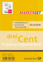 D-2012 - Markenset "Drei Cent Ergänzungswert" - 20 x 3