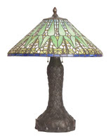 Große prachtvolle Bronze Tiffany Leuchte "CARAMBOLE" Tischlampe 64 cm Lampe