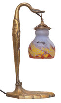 Französische orig. Art Nouveau Tischlampe "CHARLES RANC" 1920 signiert handgemalt