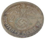 Pièce de monnaie de 2 Reichs-Mark 1938 allemand WW2