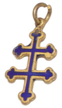 Croix de lorraine en émail bleu doré pour pendentif libération français WW2