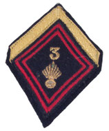 Losange de bras modèle 45 3ème Régiment d’Infanterie RI cadre avec grade sergent armée française