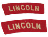 Paire de titles brodés Lincoln Lincolnshire Regiment GB WW2