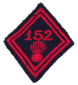 Losange de bras modèle 45 152ème Régiment d’Infanterie RI troupe armée française
