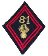 Losange de bras modèle 45 81ème Régiment d’Infanterie RI cadre armée française
