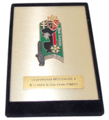Plaque 168ème Promotion ENSOA Maréchal-des-logis-chef Daude à Mr Le général de corps d’armée Pormenté armée française