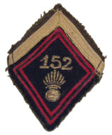 Losange de bras modèle 45 152ème Régiment d’Infanterie RI cadre avec grade sergent armée française