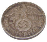 Pièce de monnaie de 5 Reichs-Mark 1938 allemand WW2