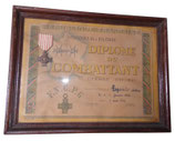 Diplôme du combattant guerre 1939 1945 nominatif 121ème RAL Régiment d’Artillerie Lourde avec médaille Croix du combattant en cadre français WW2