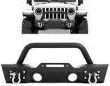 Parachoques Delantero Corto Para 4X4 Compatible Con Jeep Wrangler JK JL Gladiator JT 2007-2024 Con Carcasa De Luz Antiniebla ECOTRIC CA-112