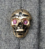 Totenkopf XL vergoldet mit Amethyst Augen
