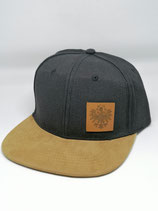 Snapback mit Echtleder Adler schwarz/Wildlederoptik