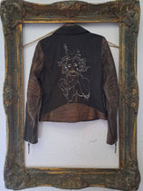handpainted SOCCX jacket with Leather, S