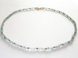 Aquamarin Kette mit Gold Linsen