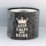 Klopapier-Manchette ★ Keep Calm and Relax ★ grau-meliert