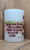 2. Hochzeitskerze Oval mit Lebensweisheit von "Mark Twain"