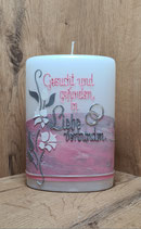 4. Hochzeitskerze oval "Rosa mit Blumen"