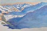 AQUARELLE Glacier d'Aletsch depuis Jungfraujoch