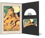 CD/DVD & Foto presentatiemap zwart met satijn creme met lijn