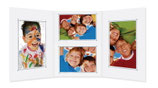 Foto drieluik wit met grijs  voor  4 foto's  13x18 cm.