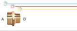 Nipplo ridotti M/M in ottone con filettatura maschio ISO 228 G B (con battuta piana) e filettatura maschio conica EN 10226 R (ISO 7 R).