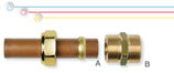 Raccordi per collegamento tra tubi CSST flangiati e tubi / terminali in rame.