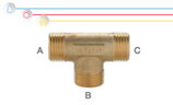 Tee M/M/M in ottone con filettature maschio ISO 228 G B (con battuta piana).