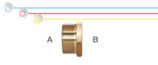 Nippli ridotti M/F in ottone con filettatura maschio ISO 228 G B (con battuta piana) e filettatura femmina EN 10226 Rp (ISO 7 Rp).